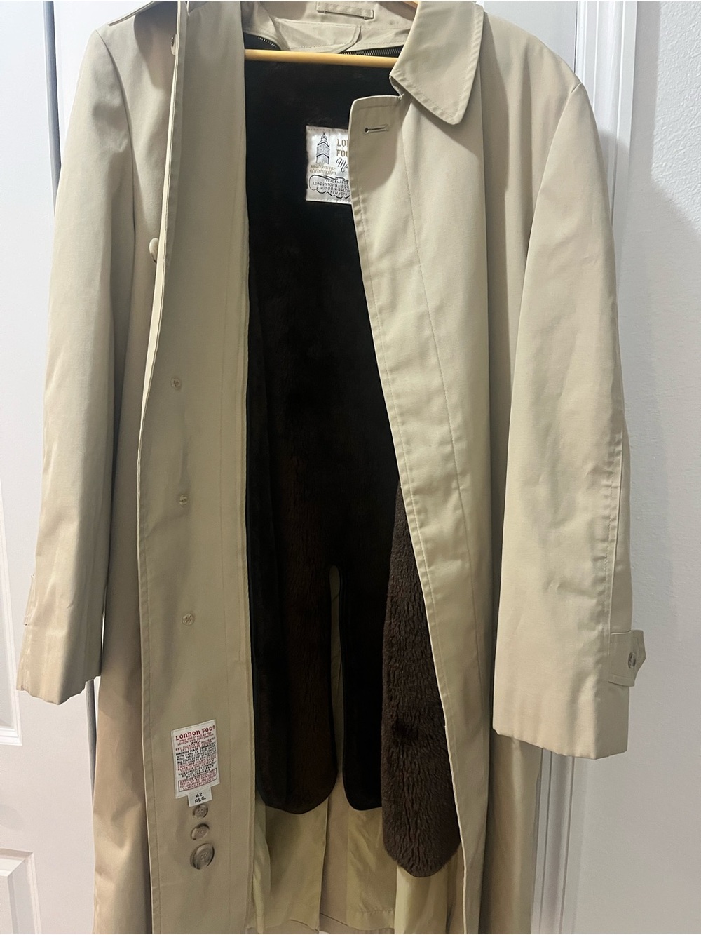 Vintage London Fog Beige Trench Coat with Dark Brown Interior